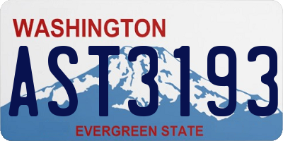 WA license plate AST3193