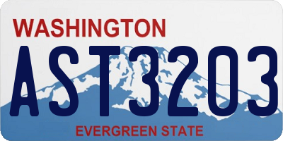 WA license plate AST3203