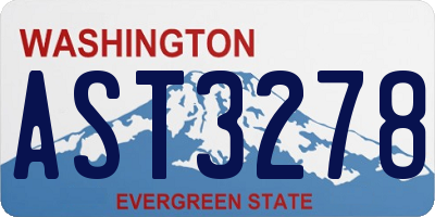 WA license plate AST3278