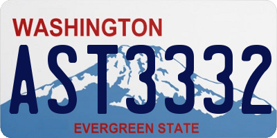 WA license plate AST3332