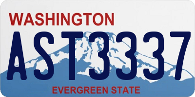 WA license plate AST3337