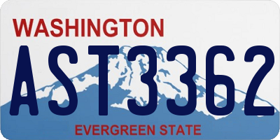 WA license plate AST3362