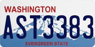 WA license plate AST3383
