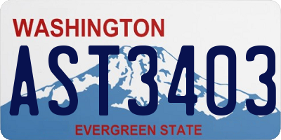 WA license plate AST3403