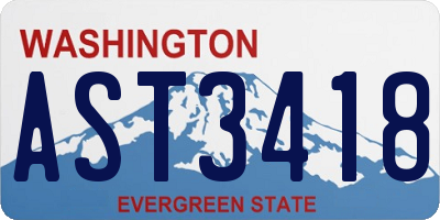 WA license plate AST3418