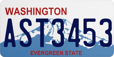 WA license plate AST3453
