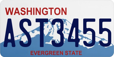 WA license plate AST3455