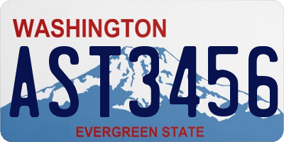 WA license plate AST3456