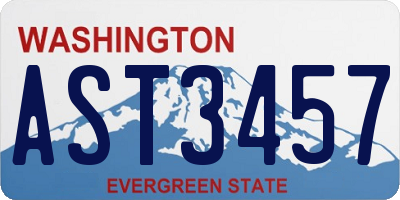 WA license plate AST3457
