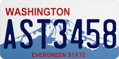 WA license plate AST3458