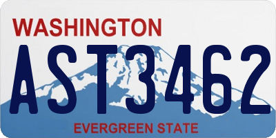 WA license plate AST3462