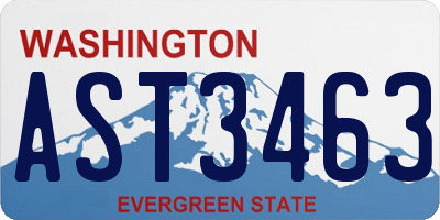 WA license plate AST3463