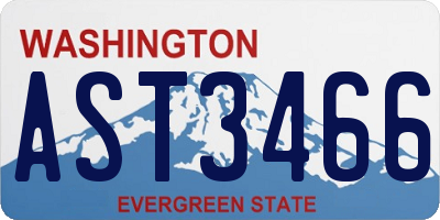 WA license plate AST3466