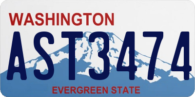 WA license plate AST3474