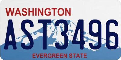 WA license plate AST3496