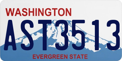 WA license plate AST3513
