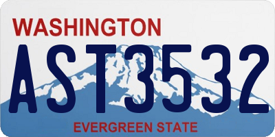 WA license plate AST3532
