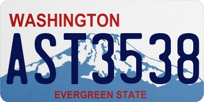 WA license plate AST3538