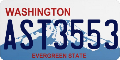 WA license plate AST3553
