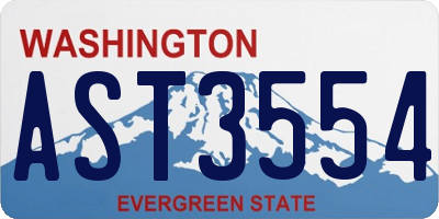 WA license plate AST3554