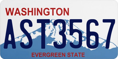 WA license plate AST3567