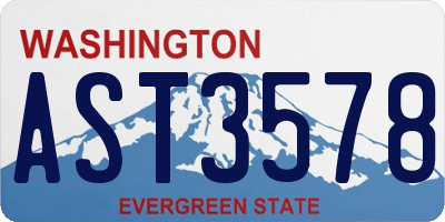WA license plate AST3578