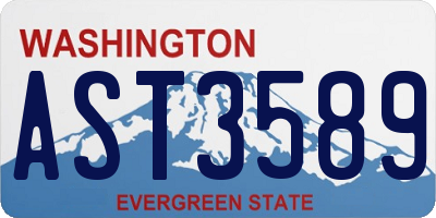 WA license plate AST3589
