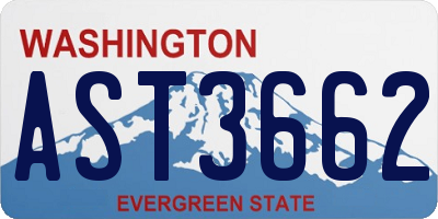 WA license plate AST3662