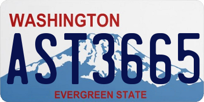WA license plate AST3665