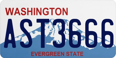 WA license plate AST3666