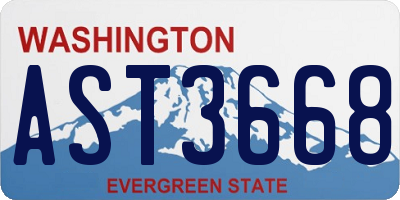 WA license plate AST3668