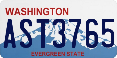 WA license plate AST3765