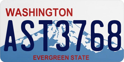 WA license plate AST3768