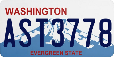 WA license plate AST3778