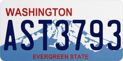 WA license plate AST3793