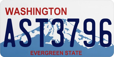 WA license plate AST3796