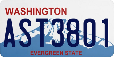 WA license plate AST3801