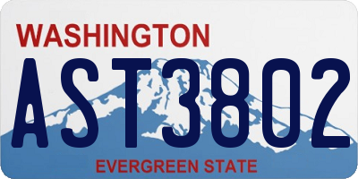 WA license plate AST3802