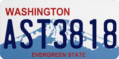 WA license plate AST3818
