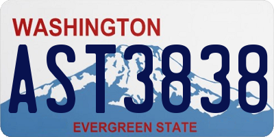 WA license plate AST3838