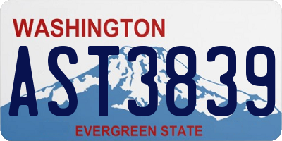 WA license plate AST3839