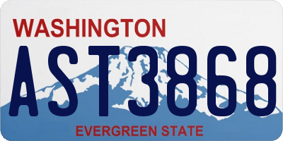 WA license plate AST3868