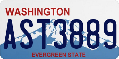 WA license plate AST3889