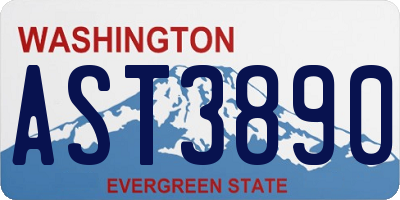 WA license plate AST3890