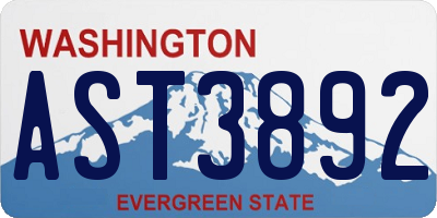 WA license plate AST3892