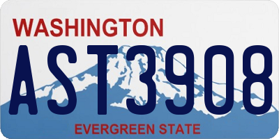 WA license plate AST3908