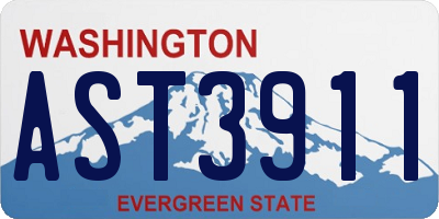 WA license plate AST3911