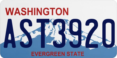 WA license plate AST3920