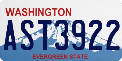 WA license plate AST3922