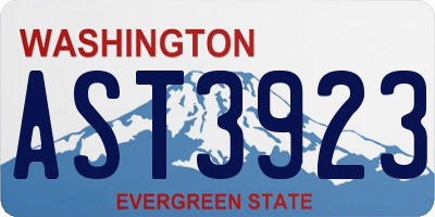 WA license plate AST3923
